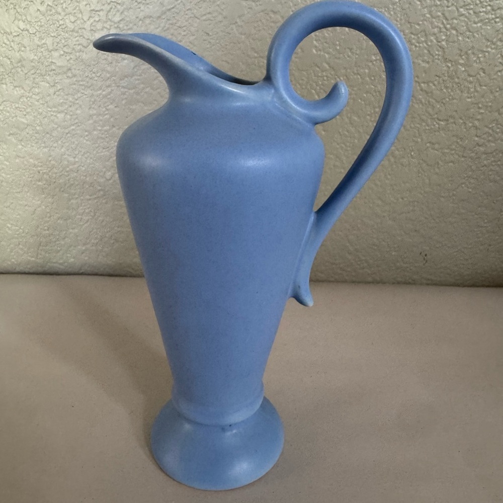 Camark Art Pottery Ewer Pitcher Blue Glaze